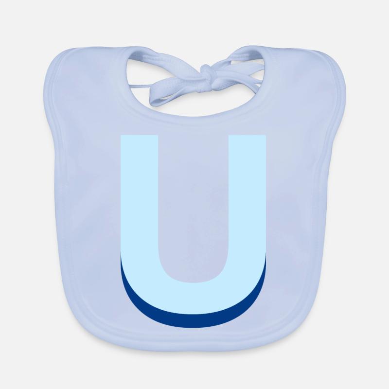Pop und moderner blauer U-Buchstabe Baby Bio-Lätzchen