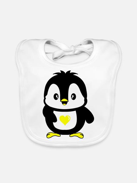 pinguin süß - Baby Bio-Lätzchen - Weiß - Vorne