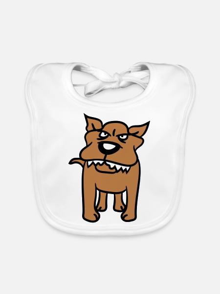 Chien, Monstre, Maléfique, Dangereux, Loup, Dents acérées - Bavoir bio Bébé - blanc - Devant