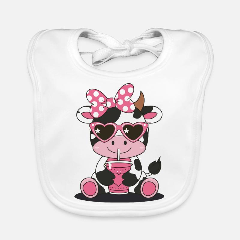 Illustration de lunettes de soleil de vache - Bavoir bio Bébé - blanc