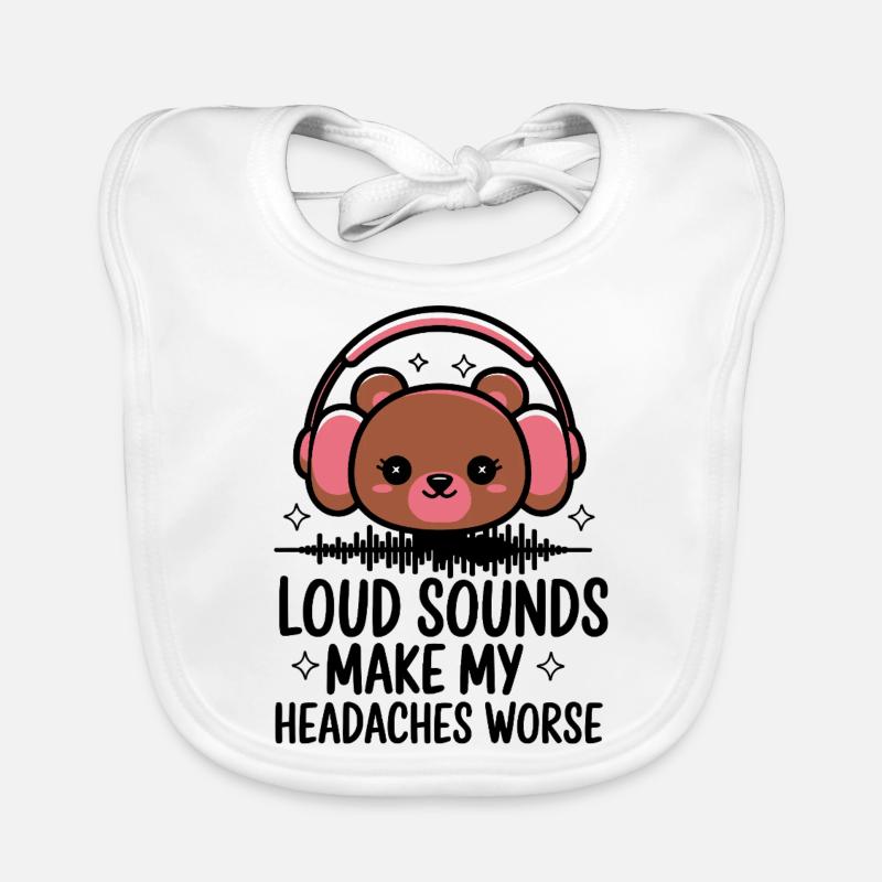 Bär mit Kopfhörern Baby Bio-Lätzchen