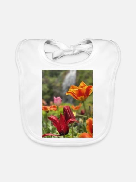 Tulpen bunt - Baby Bio-Lätzchen - Weiß - Vorne