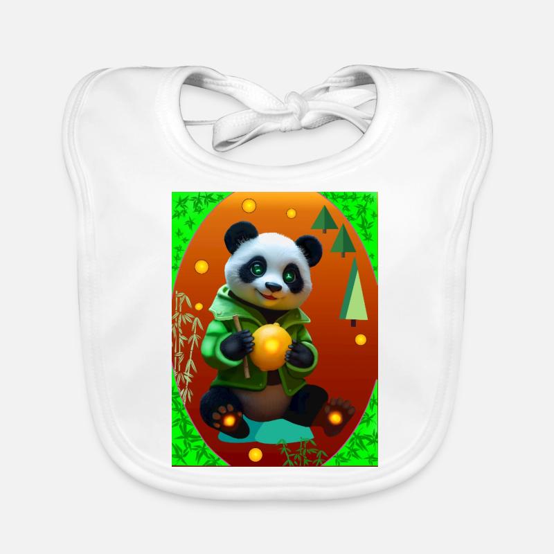 Cyber Panda With Neon Lemon Organic Baby Bibs