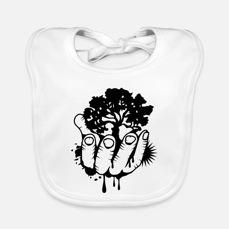 A tree held by a hand Organic Baby Bibs