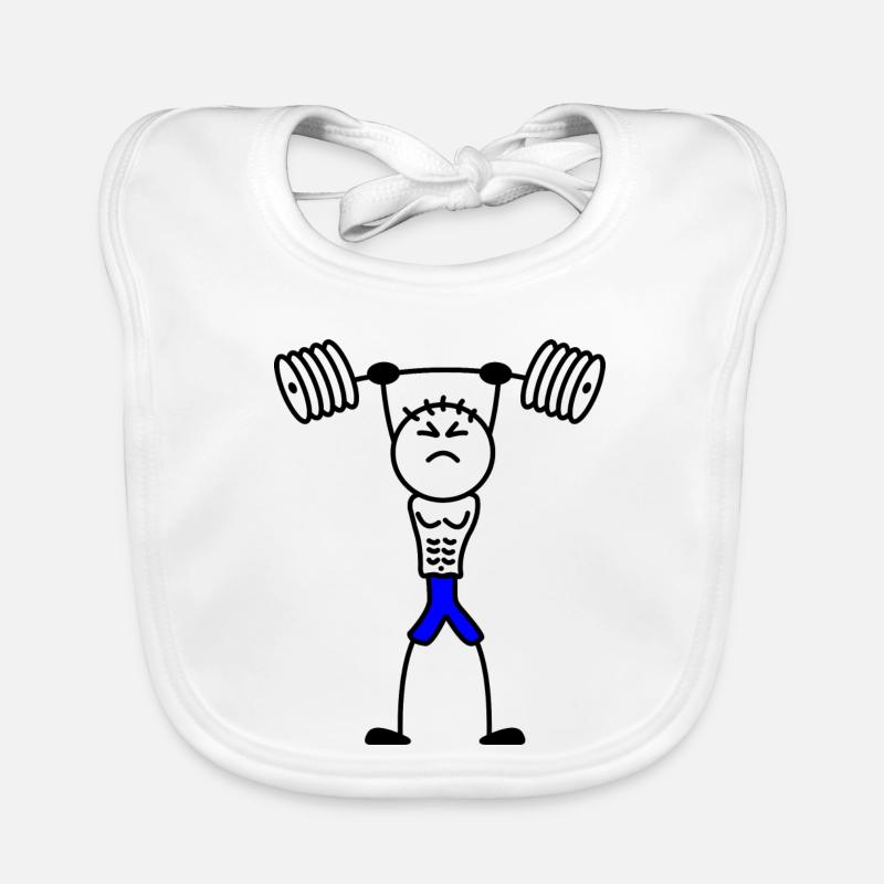 Stickmen muscle bodybuilding force railing Organic Baby Bibs