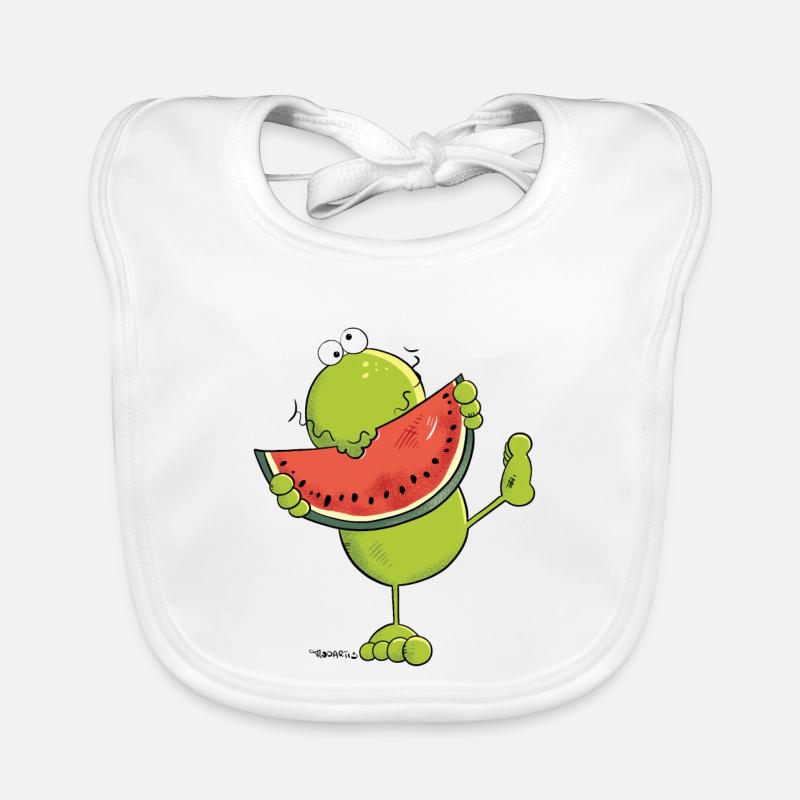 Frog with Watermelon - Frogs - Fruit Organic Baby Bibs