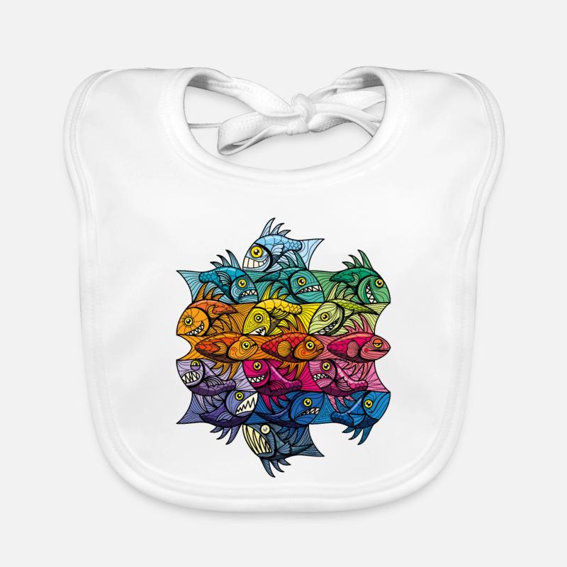Modèle V de modèle de poisson-Escherfish - Bavoir bio Bébé - blanc