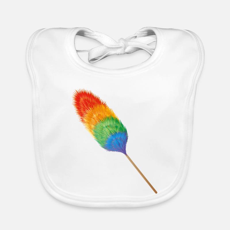 Feather duster in brightly colored rainbow colors Organic Baby Bibs