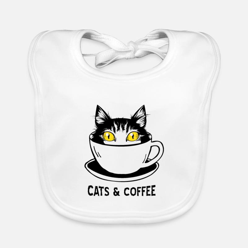 Chat café chats fan drôle de dessin cadeau Bavoir bio Bébé