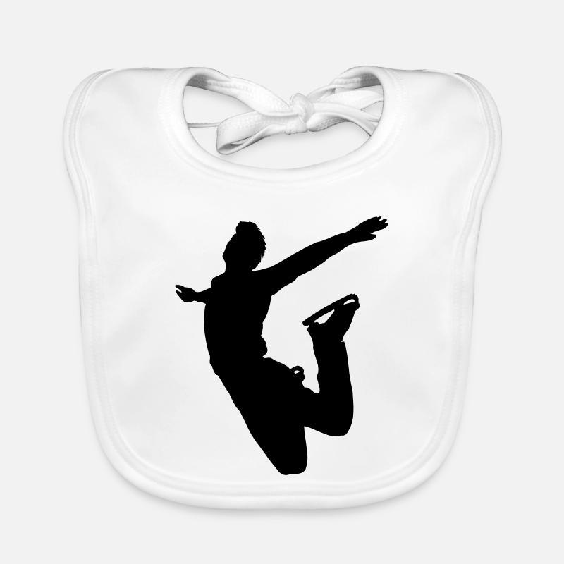 Schattenbild des springenden Eiskunstläufers Baby Bio-Lätzchen