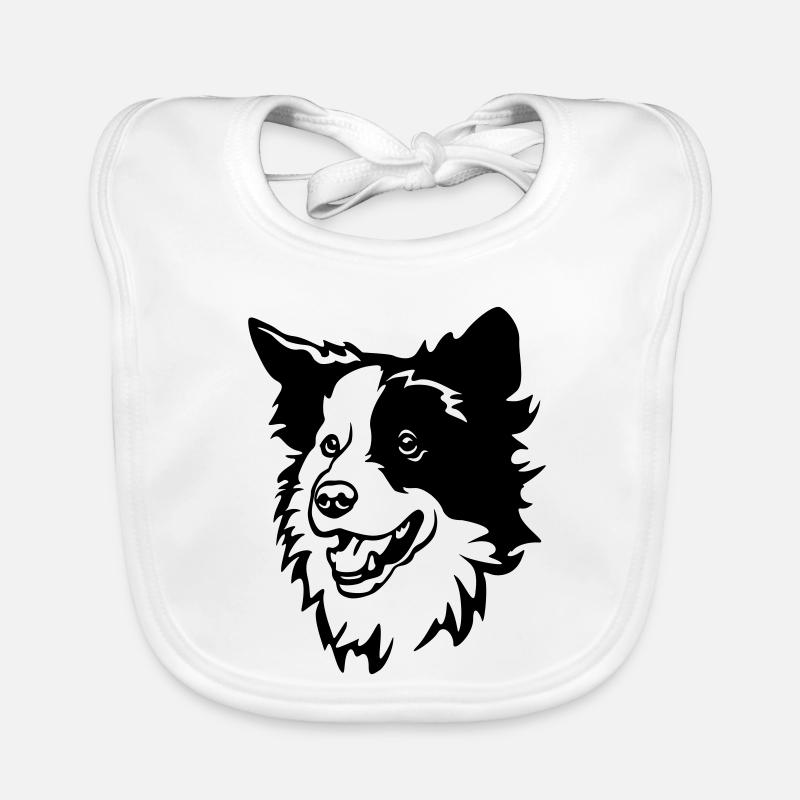 Tête de Border Collie Bavoir bio Bébé