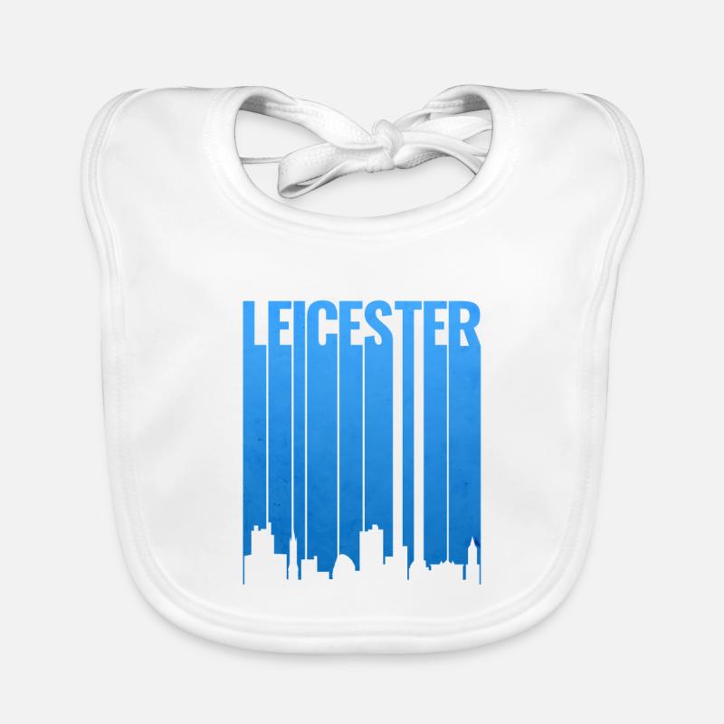 Leicester Skyline Blau Gradient Baby Bio-Lätzchen