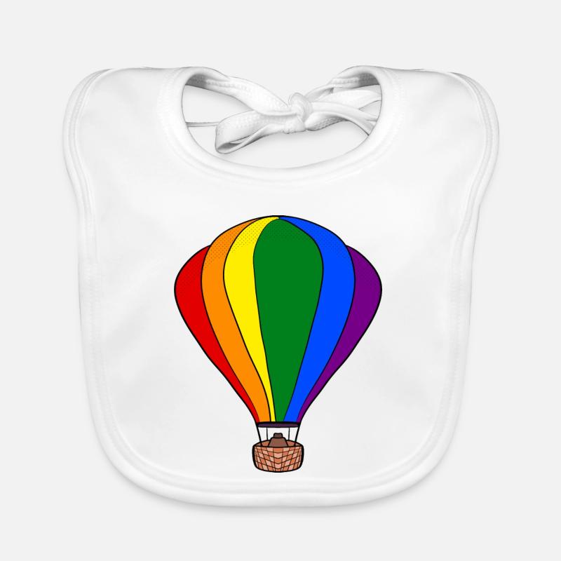 Regenbogen-Ballon - Baby Bio-Lätzchen - Weiß