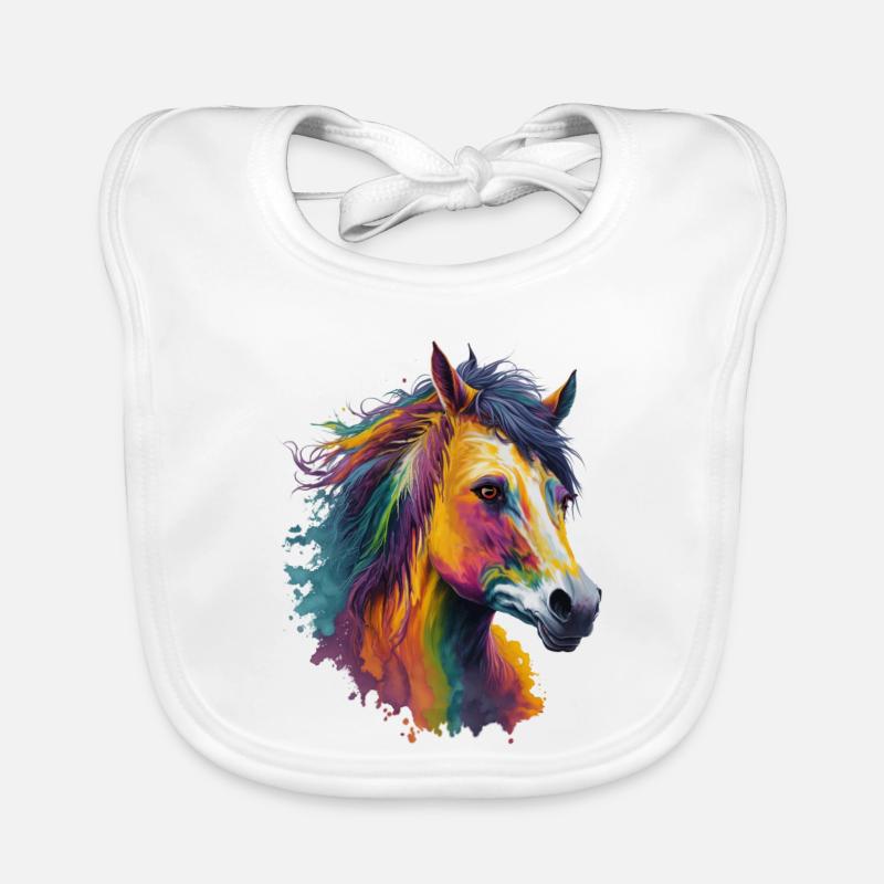 Cool Dream Horse, pour tous les fans de chevaux - Bavoir bio Bébé - blanc