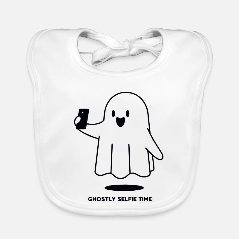 Ghost Selfie: Click, Smile, Shudder! Organic Baby Bibs