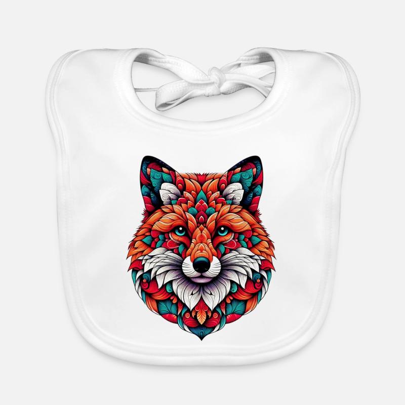 Fuchs mit Mandalas geschmückt - Baby Bio-Lätzchen - Weiß