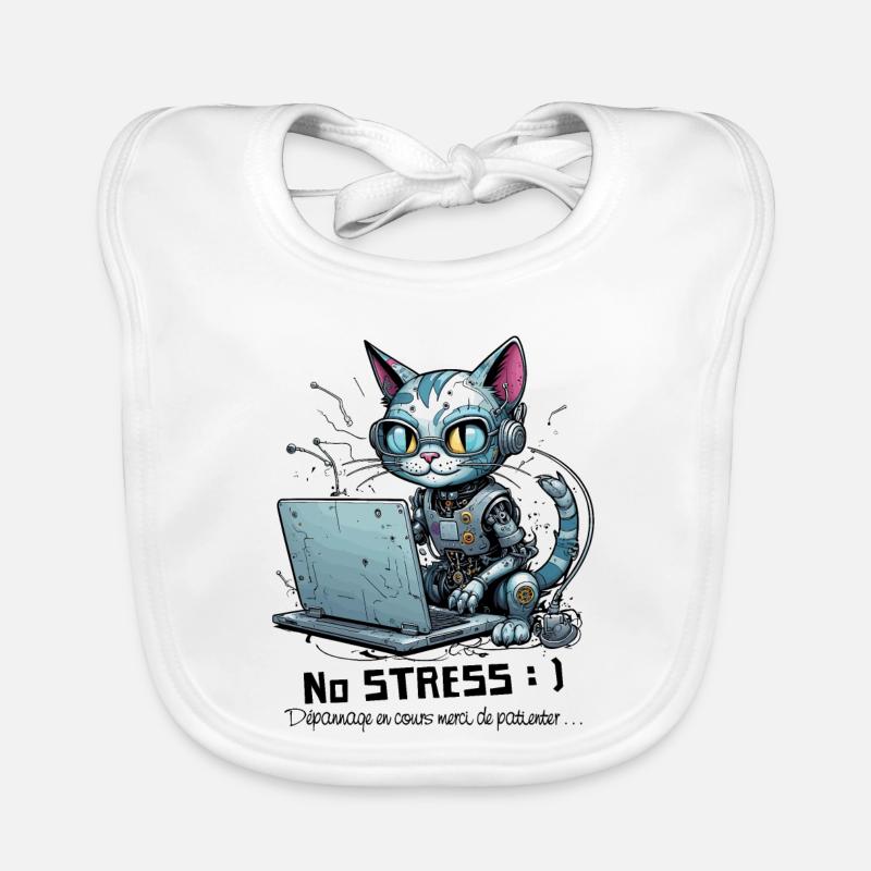 Geeky computer chat, computer humor - Organic Baby Bibs - white