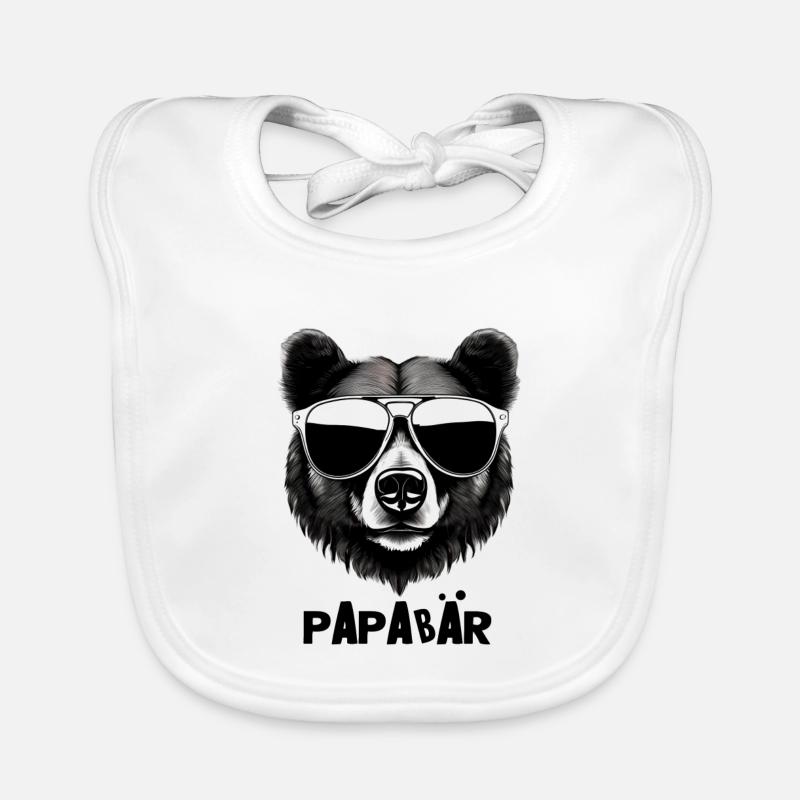 Papa – Der coolste Bär im Revier - Baby Bio-Lätzchen - Weiß