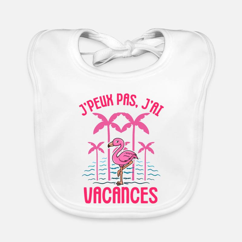 Flamant rose vacances été Bavoir bio Bébé