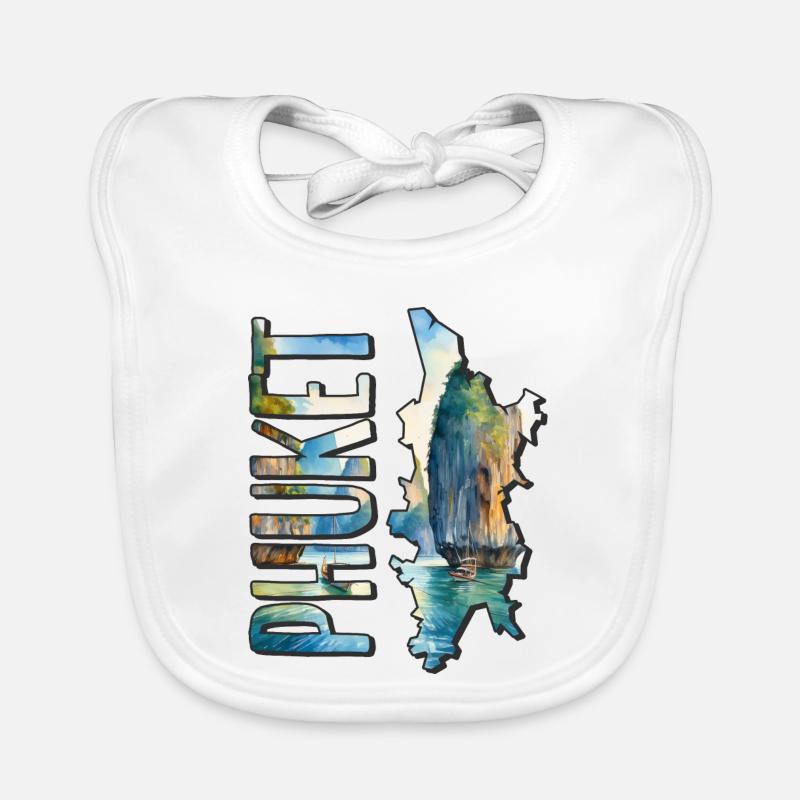Carte aquarelle Phuket Bavoir bio Bébé