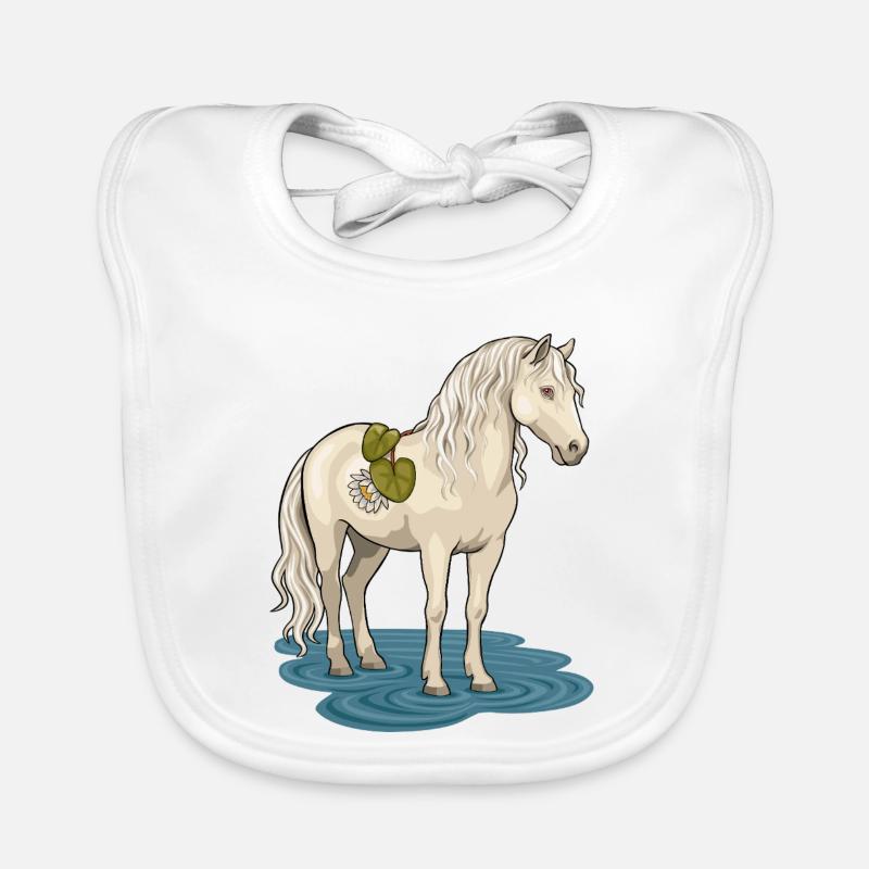 Le cheval de ruisseau - Bavoir bio Bébé - blanc