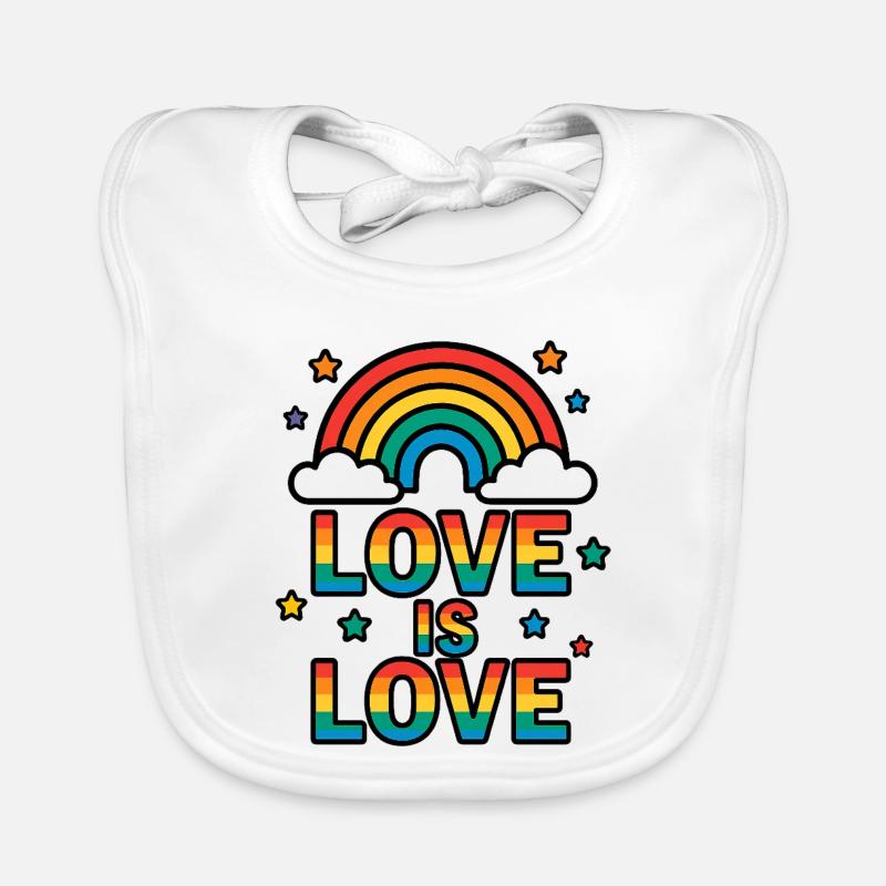 Bunter Regenbogen mit Liebesbotschaft - Baby Bio-Lätzchen - Weiß