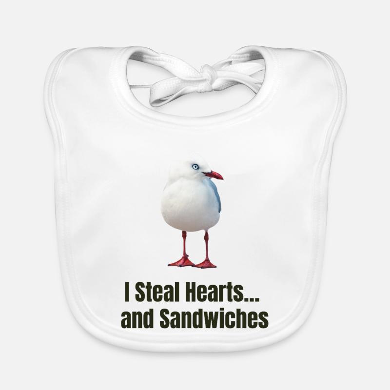 Whimsical Seagull with Heartwarming Message Organic Baby Bibs