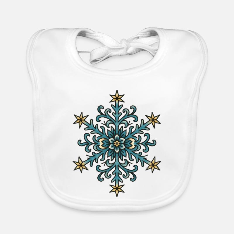 Festive Blue Snowflake Design Organic Baby Bibs