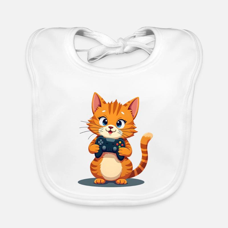 Kätzchen mit Spielecontroller Baby Bio-Lätzchen