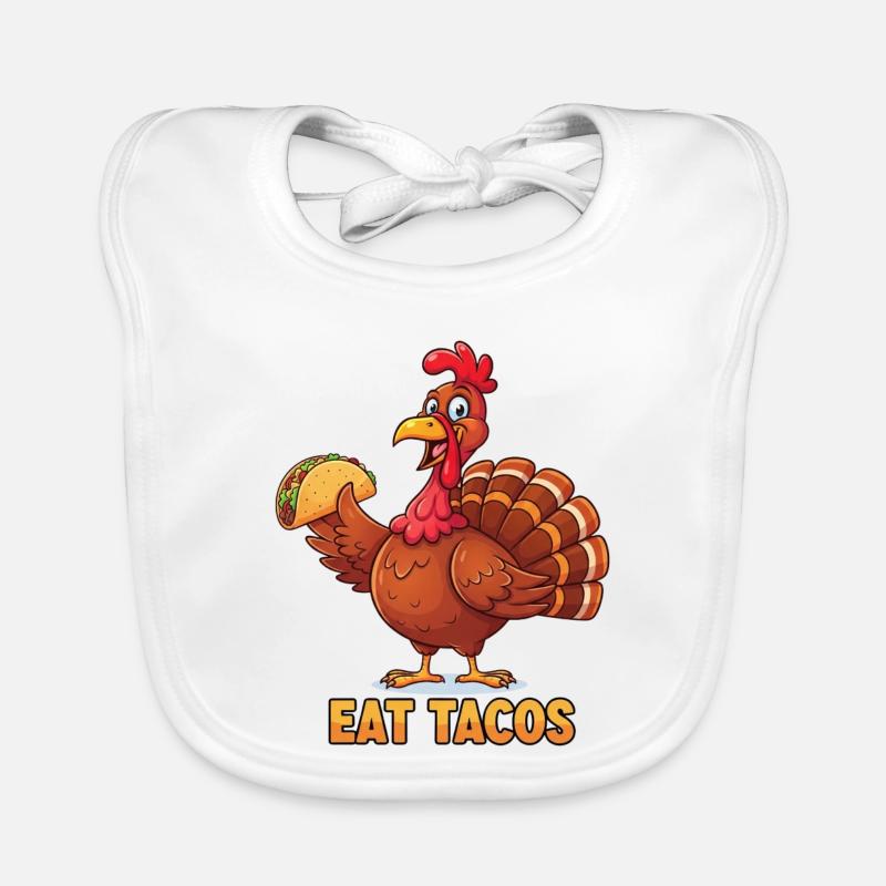 Manger des tacos Dessin animé Dinde Bavoir bio Bébé