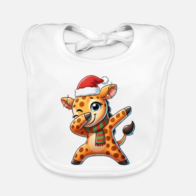 Cute Giraffe Christmas Hat Christmas Lust Organic Baby Bibs