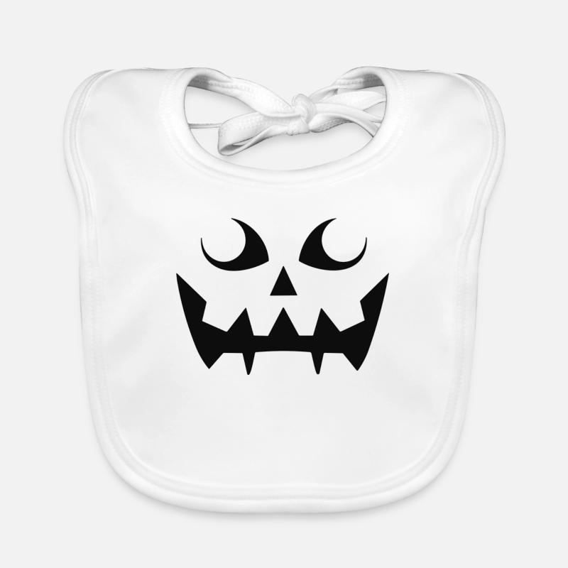 Grim Pumpkin Face Pattern Organic Baby Bibs