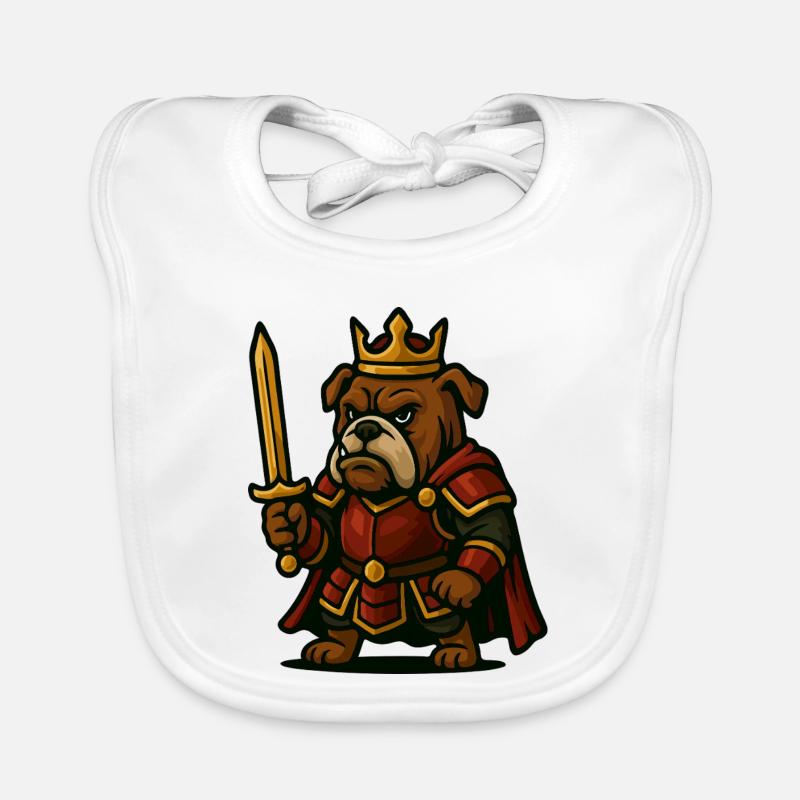 Roi guerrier bouledogue avec épée Fantasy Graphique Bavoir bio Bébé