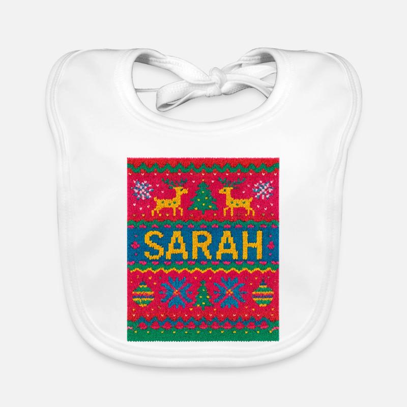 Sarah Weihnachts-Strick-Fußabtreter - Baby Bio-Lätzchen - Weiß