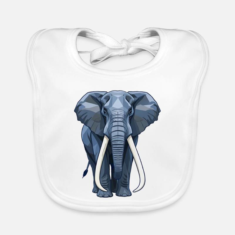 Geometric Blue Elephant Organic Baby Bibs