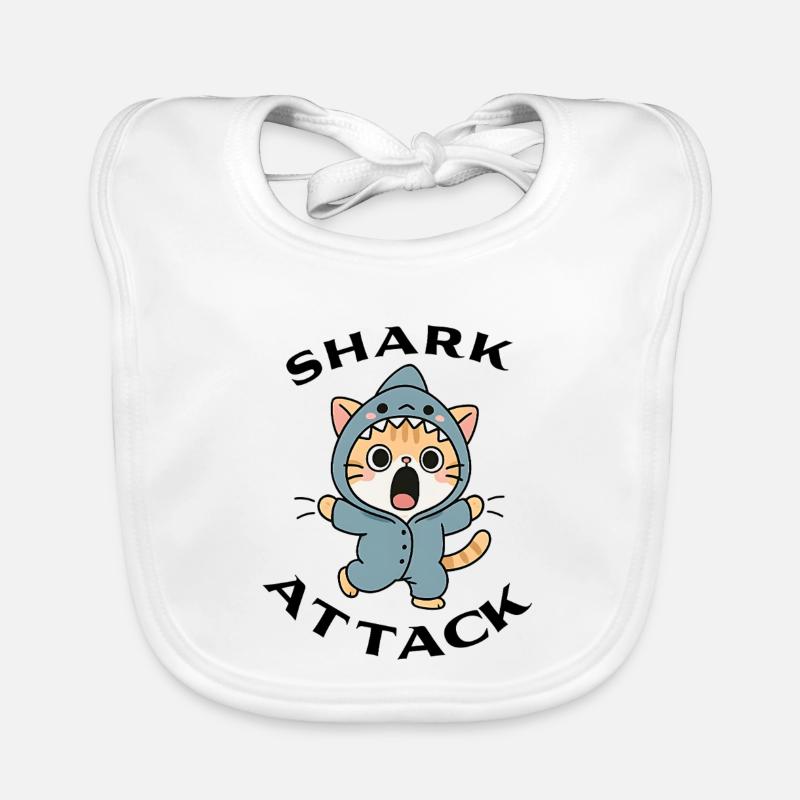 Shark Attack - Attaque de requin - Bavoir bio Bébé - blanc