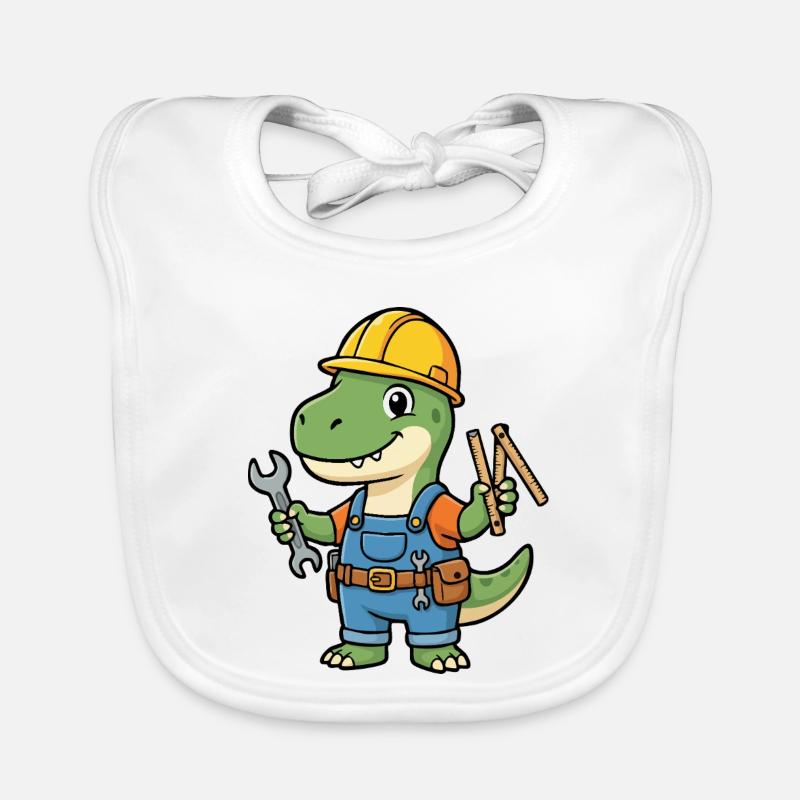 Dino construction worker with tools Organic Baby Bibs