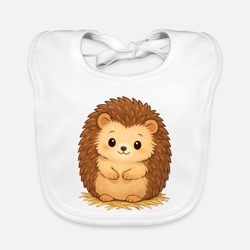 Hérisson câlin sur foin Bavoir bio Bébé