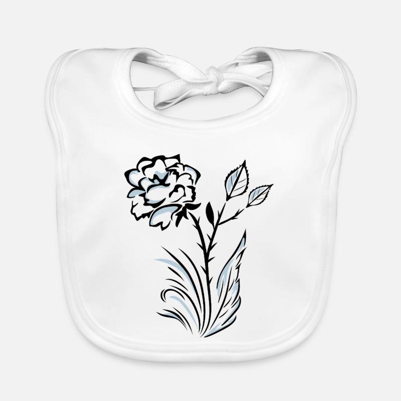 Stylized outlined rose Organic Baby Bibs