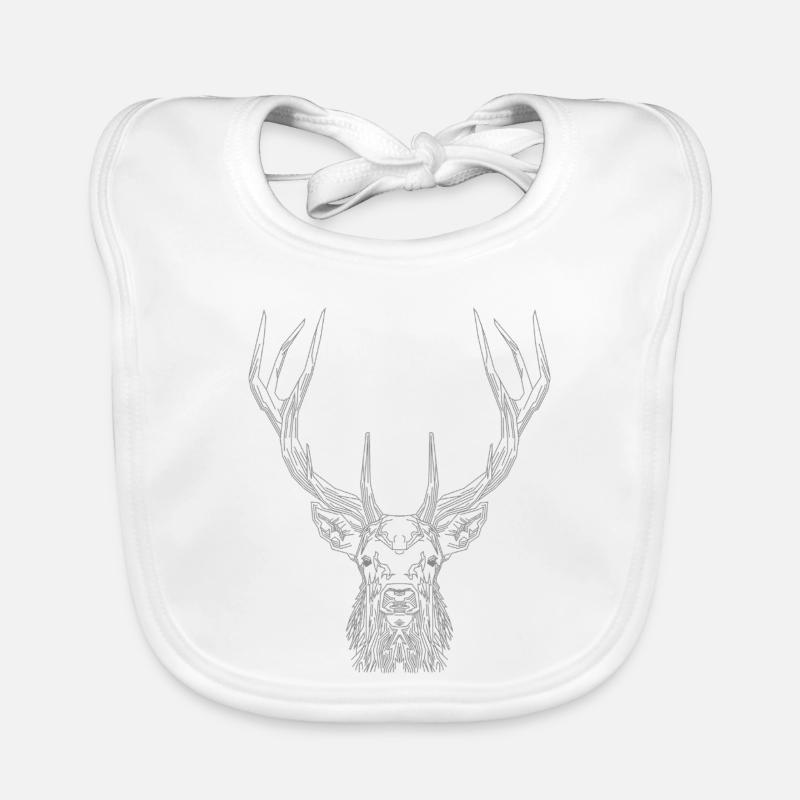 Tech Deer – Geometrischer Hirsch in Grau Baby Bio-Lätzchen