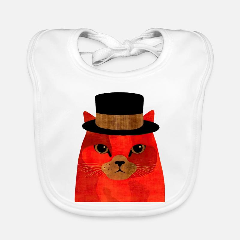 Chat Rouge Cool avec un haut-de-forme Bavoir bio Bébé