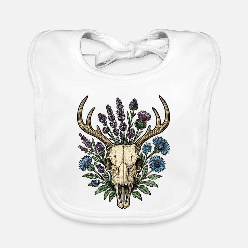 Os de cerf avec couronne de fleurs Bavoir bio Bébé