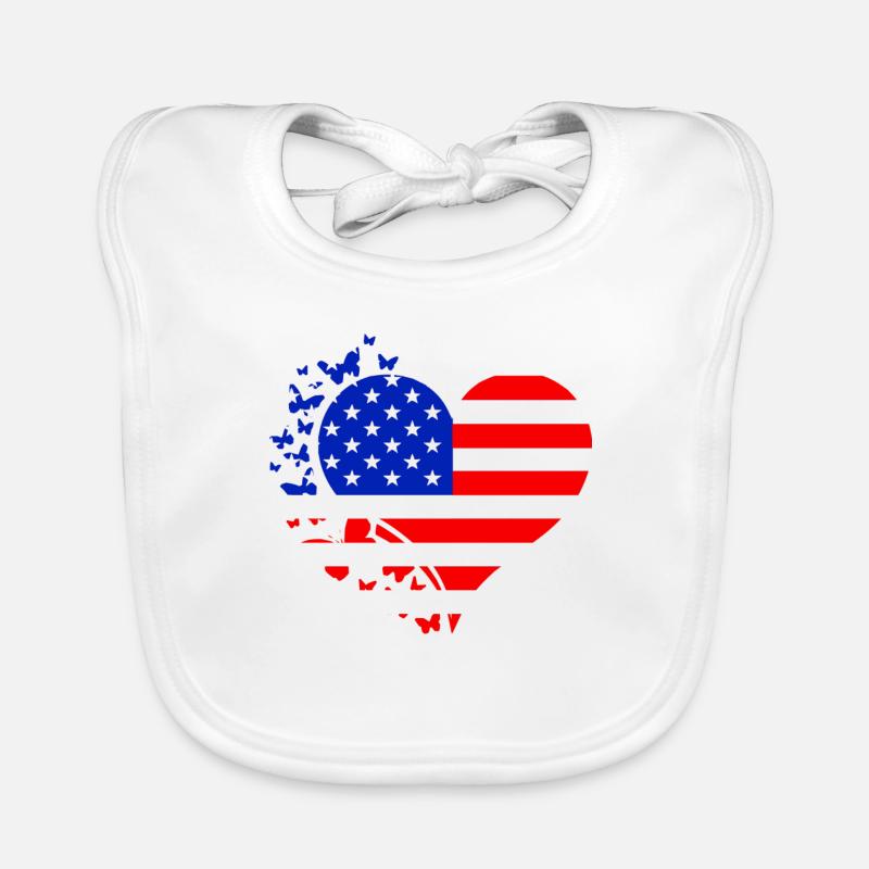Heart US Flag Organic Baby Bibs