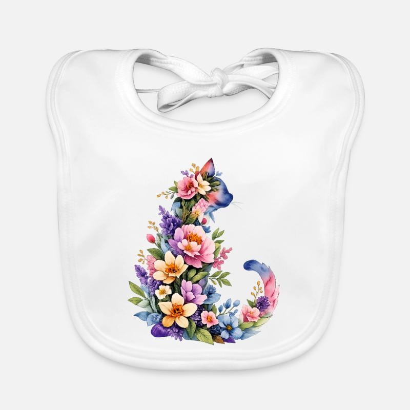 Katze Aquarell Blumen Baby Bio-Lätzchen
