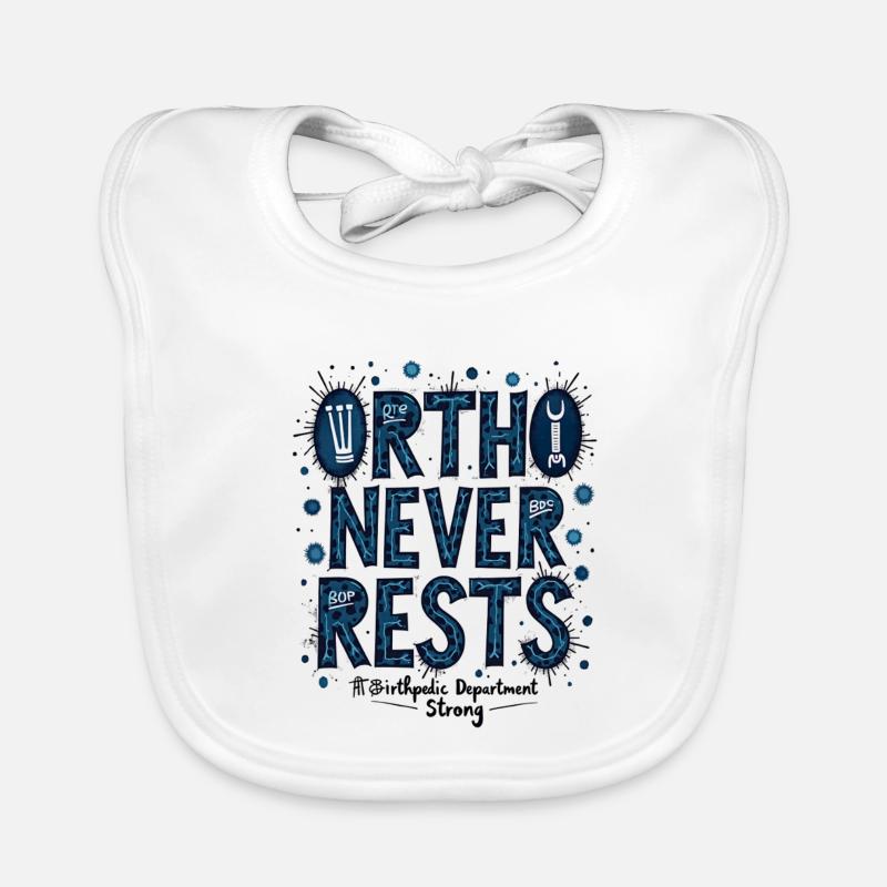 Ortho Never Restless: Blue Bacteria Typography Organic Baby Bibs