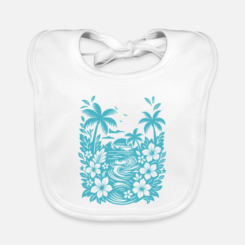 Silhouette de la Lagune Tropicale de la Plage Bavoir bio Bébé