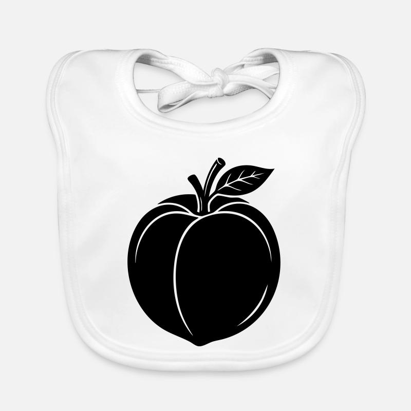 Peach Fruit Silhouette Organic Baby Bibs