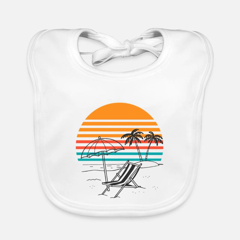 Sunset Palm Trees Chair Organic Baby Bibs