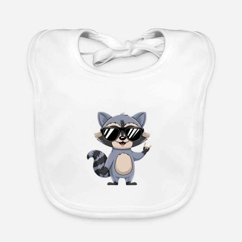Raccoon with sunglasses Organic Baby Bibs