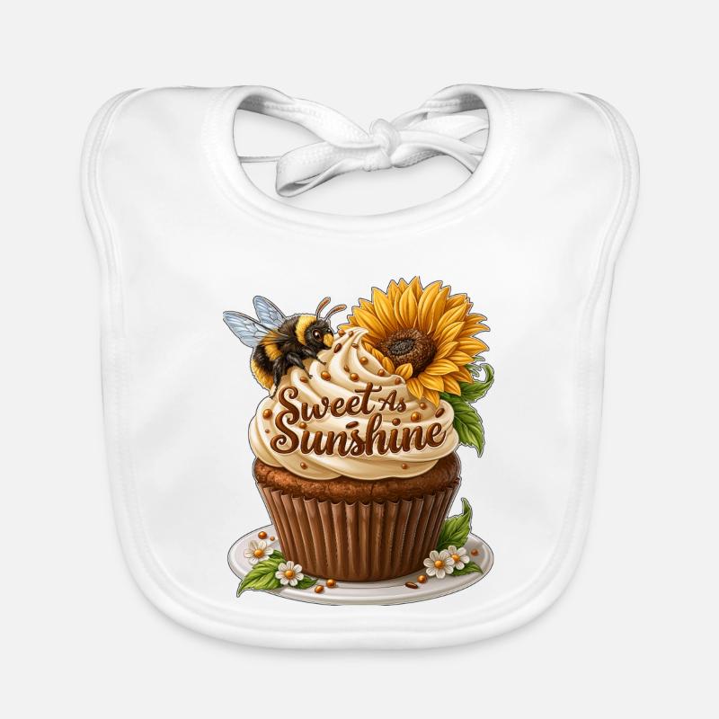 Sweet as Sunshine Cupcake Art Organic Baby Bibs